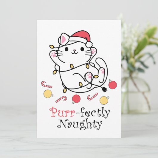 おかしいクリスマスサンタ猫 パーフェクトにイタズラ シーズンカード (スタンド正面)