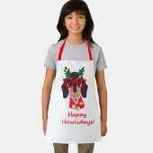 おかしいクリスマス犬のフェスティブホリデーダックスフントのキュート エプロン (インサイチュ)