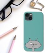 おかしいグレー猫 iPhoneケース