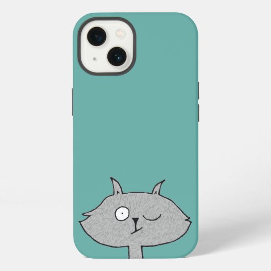 おかしいグレー猫 iPhoneケース (裏面)