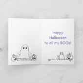 おかしいゴーストとハロウィンの猫のグリーティングカード シーズンカード (内部)