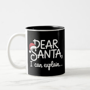 おかしいサンタさん私はクリスマスパーティーを説明できます ツートーンマグカップ