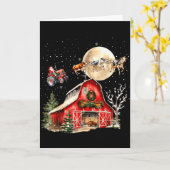 おかしいサンタクローストラクター牛農場農家クリスマス カード (黄色い花)