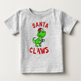 おかしいサンタクロース恐竜 赤ちゃんの初めてのクリスマス ベビーTシャツ