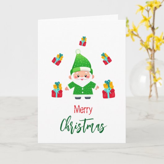 おかしいサンタ カード (黄色い花)