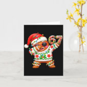 おかしいジンジャーブレッドシックスセブン 67 アイスクリームドリップクリスマス少年 カード (黄色い花)