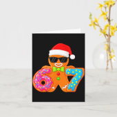 おかしいジンジャーブレッド6 7 67 アイスクリーム ドリップ クリスマス少年 カード (黄色い花)