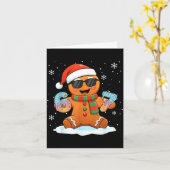 おかしいジンジャーブレッド6 7 67 アイスクリーム ドリップ クリスマス カード (黄色い花)