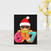 おかしいジンジャーブレッド6 7 67 アイスクリーム ドリップ クリスマス カード (黄色い花)