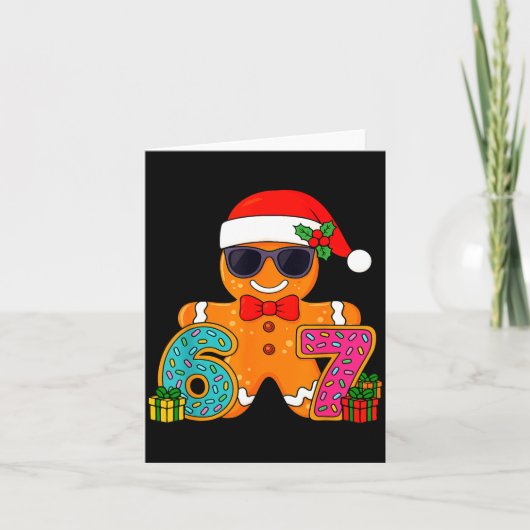 おかしいジンジャーブレッド6 7 67 アイスクリーム ドリップ クリスマス カード (正面)