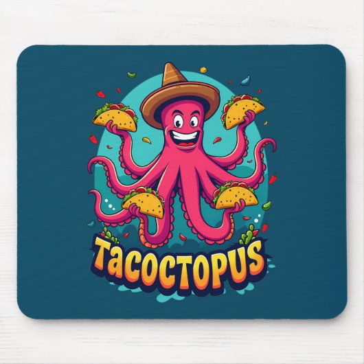 おかしいタコ オクトパス カートゥーン 食品 パン マウスパッド (正面)
