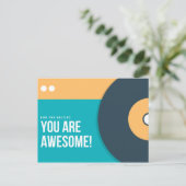 おかしいターコイズと黄色の円盤 ポストカード (スタンド正面)