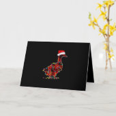 おかしいダッククリスマスライト赤いチェック柄マッチング カード (黄色い花)