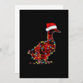 おかしいダッククリスマスライト赤いチェック柄マッチング シーズンカード (正面/裏面)
