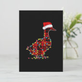 おかしいダッククリスマスライト赤いチェック柄マッチング シーズンカード (スタンド正面)
