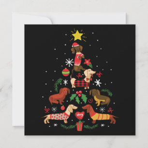 おかしいダックスフンドのクリスマスツリー ノートカード