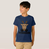 おかしいダッシャー収納ヒゲトナカイ Tシャツ (正面フル)