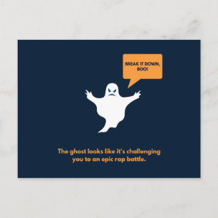 おかしいダークブルーとオレンジのハロウィン ポストカード