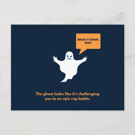 おかしいダークブルーとオレンジのハロウィン ポストカード (正面)