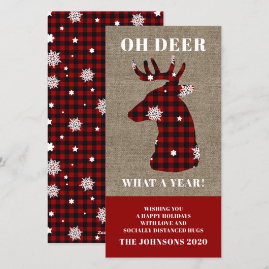 おかしいチェック柄のスノーフレーク オーディア シーズンカード (正面/裏面)