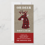 おかしいチェック柄のスノーフレーク オー ディア シーズンカード (正面)