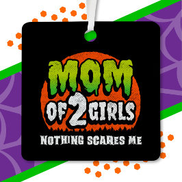 おかしいハロウィーン何も怖い私の母2女の子 メタルオーナメント