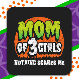 おかしいハロウィーン何も怖い私の母3女の子 スクエアシール