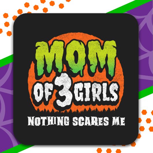 おかしいハロウィーン何も怖い私の母3女の子 スクエアシール