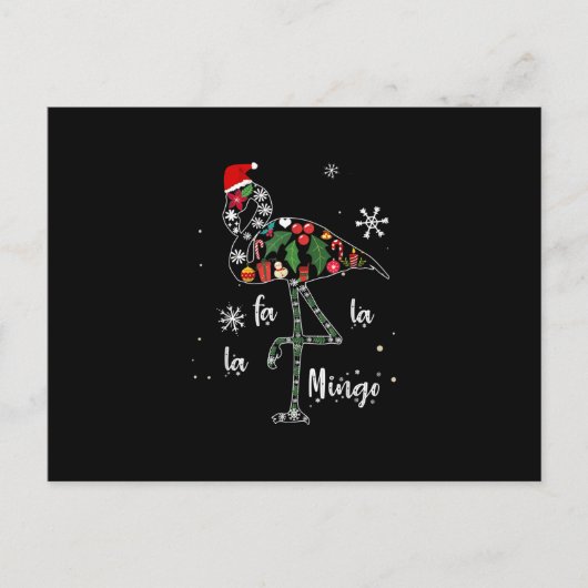 おかしいフラミンゴのクリスマス インビテーションポストカード (正面)