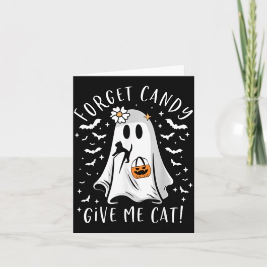 おかしいブーゴースト黒猫お菓子を忘れて猫をあげる カード (正面)