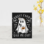 おかしいブーゴースト黒猫お菓子を忘れて猫をあげる カード (黄色い花)