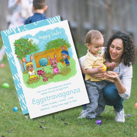 おかしい変わり者のウサギのイースター・ブランチ＆イースター・エッグ・ハント 招待状