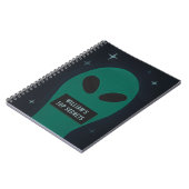 おかしい宇宙のエイリアン。ユーモアジョーク漫画UFO。秘密 ノートブック (左側)