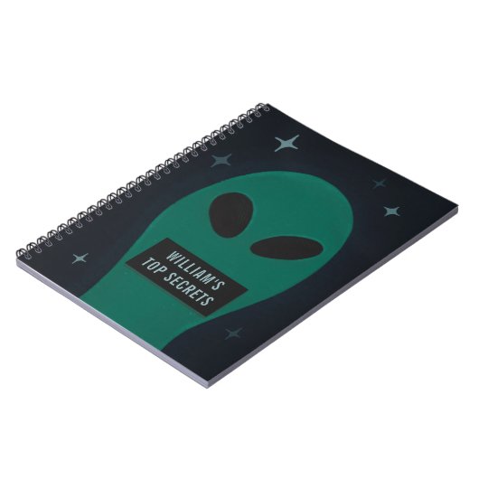おかしい宇宙のエイリアン。ユーモアジョーク漫画UFO。秘密 ノートブック (左側)