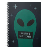 おかしい宇宙のエイリアン。ユーモアジョーク漫画UFO。秘密 ノートブック (正面)