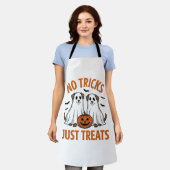 おかしい幽霊犬ハロウィン お菓子をあげるだけのハロウィン エプロン (着用した状態)
