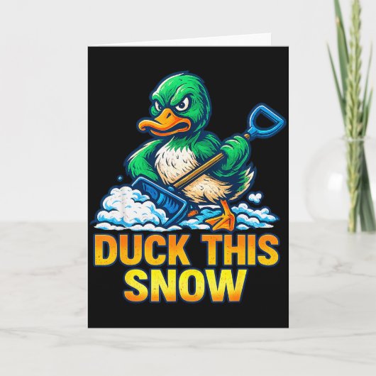 おかしい怒ったダック冬の雪かき皮肉 カード (正面)