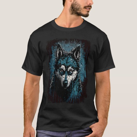 おかしい怖いハスキー Tシャツ (正面)