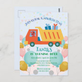 おかしい恐竜 ゴミ収集車 誕生日パーティー 名前 ポストカード (正面/裏面)