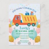 おかしい恐竜 ゴミ収集車 誕生日パーティー 名前 ポストカード (正面)