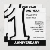 おかしい数字1 白い記念日の招待状 招待状 (正面/裏面)