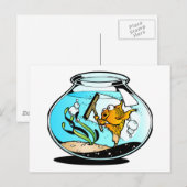 おかしい春の大掃除の魚 ポストカード (正面/裏面)