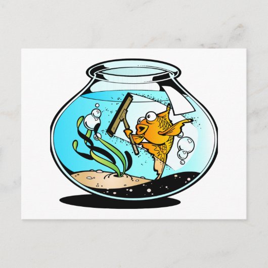 おかしい春の大掃除の魚 ポストカード (正面)