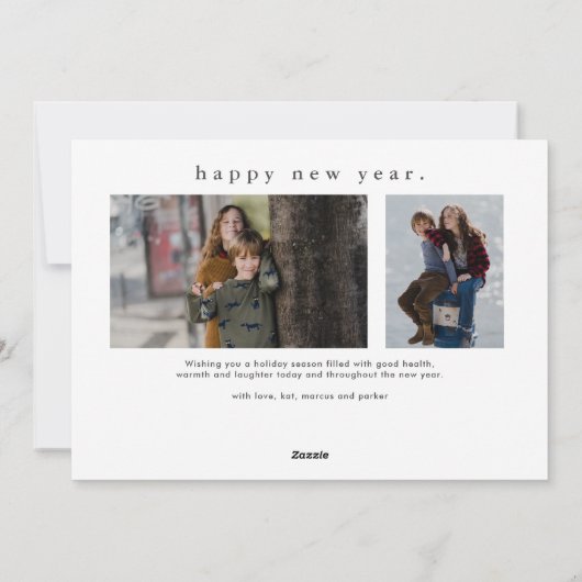 おかしい時もあればいたずらも 3枚の写真で楽しいクリスマス シーズンカード (裏面)