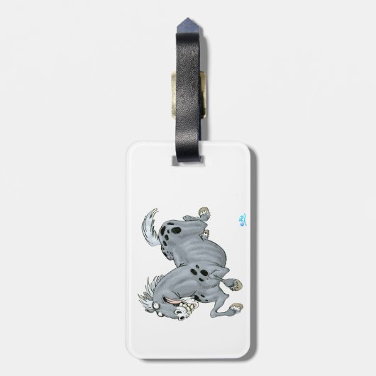 おかしい漫画の馬のスーツケースタグ ラゲッジタグ (裏面縦)