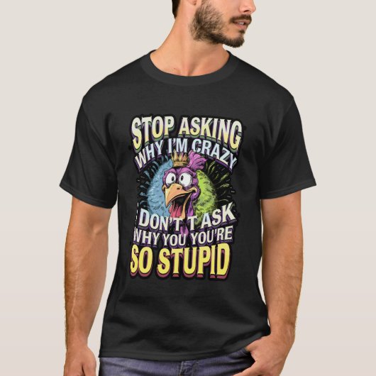 おかしい狂ったニワトリのミーム Tシャツ (正面)