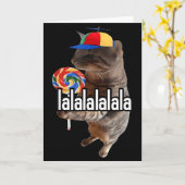 おかしい猫とラリーポップのミーム カード (黄色い花)