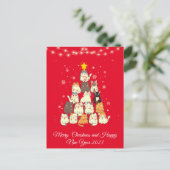 おかしい猫の木のクリスマス シーズンポストカード (スタンド正面)