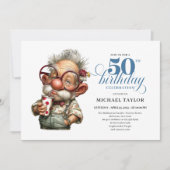 おかしい男の50歳の誕生日パーティー招待状 招待状 (正面)