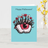 おかしい目が溶ける クリープサイコ ハロウィン カード (黄色い花)
